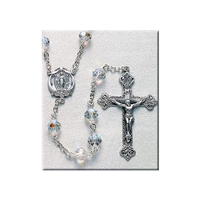 Sterling Round Crystal Bead Rosary