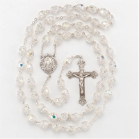 Sterling Round Crystal Bead Rosary