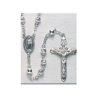 Sterling Round Silver Bead Rosary