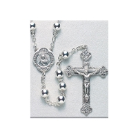 Sterling Round Silver Bead Rosary