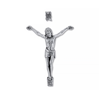 Silver Pewter Corpus with INRI Sign - 2.75-Inch with Pegged Attachment