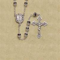 Black Glass Bead Double-Capped Rosary