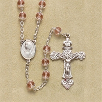 Pink Double-Capped Glass Bead Rosary