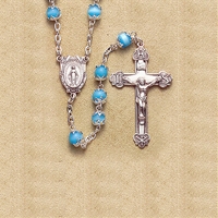 Light Blue Pearl Capped Bead Rosary