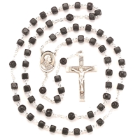 Black Cocoa Wood Rosary with Square Beads