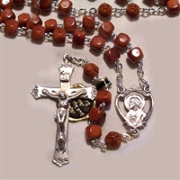 Brown Cocoa Wood Cube Bead Rosary