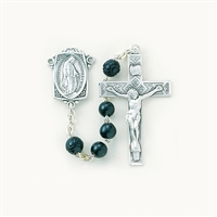 Sterling Silve Rosary with 6 mm Black Cocoa Wood Beads