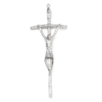 Slim Silver Papal Crucifix - 5.5-Inch