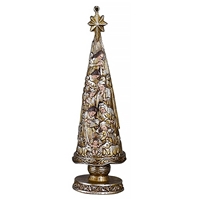 Metallic Nativity Christmas Tree 5-Inch Ornament