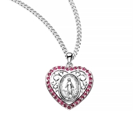 Micraculous Heart Shaped Medal Pink Zirconia