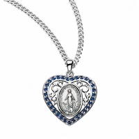 Miraculous Heart Shaped Medal Blue Zirconia