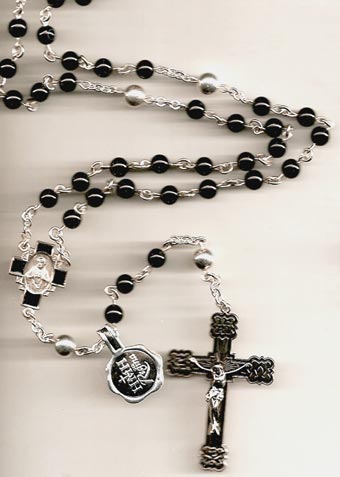 All Sterling Silver Onyx Rosary