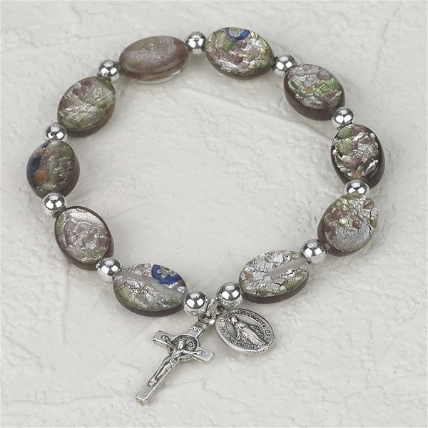 Amethyst Imitation Murano Glass Stretch Rosary Bracelet