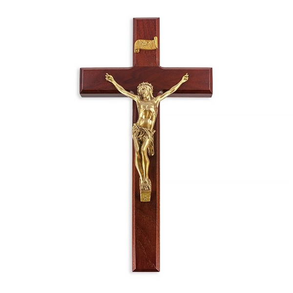 Dark Cherry Crucifix with Gold Corpus - 12-Inch