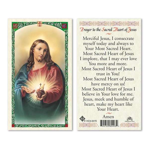 Sacred Heart of Jesus Laminated Prayer Card