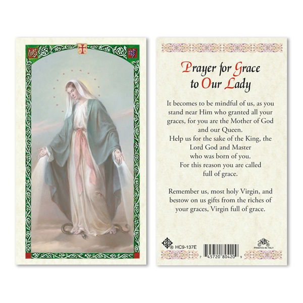 Our Lady of Grace Laminated Prayer Card