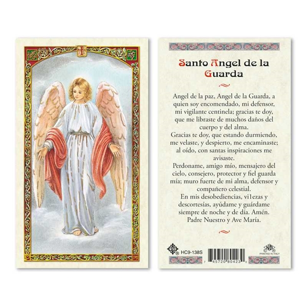 Santos Angel de la Guarda Laminated Prayer Card