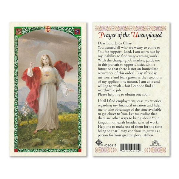 Unemployed Prayer Laminated Prayer Card