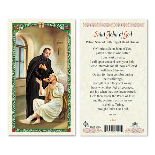 Saint John of God Laminated Prayer Card